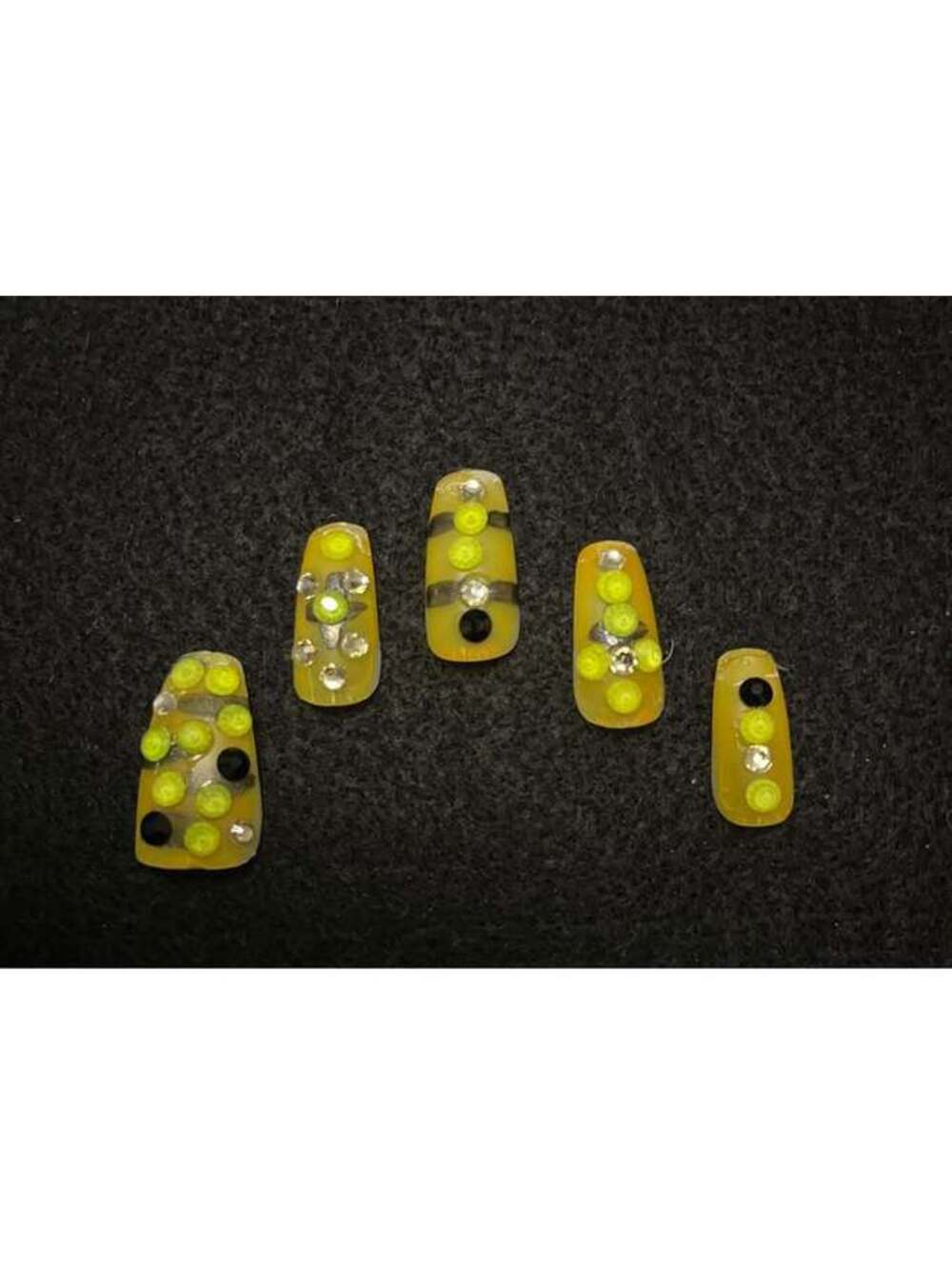 Yellow Bee Themed Rhinestone Press-On Nail Set - Picture 2 of 3